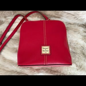 Dooney & Bourke Red Leather Dome Zip Shoulder Purse Crossbody w/adjustable strap